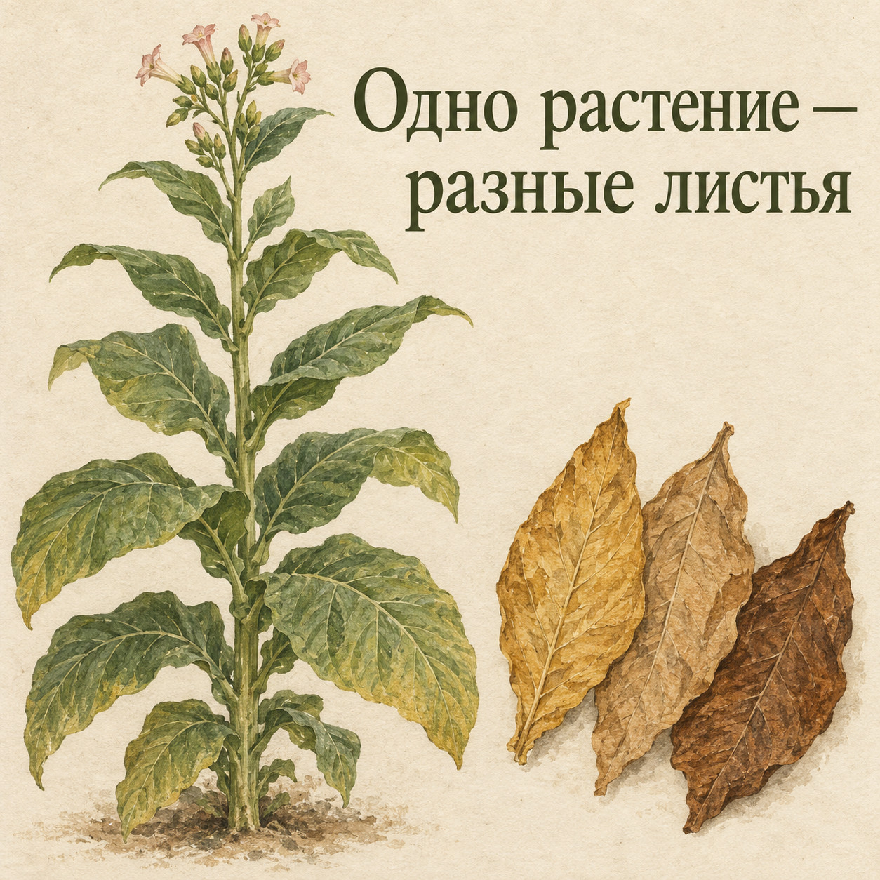 Иллюстрация к материалу «Одно растение — разные табачные листья»